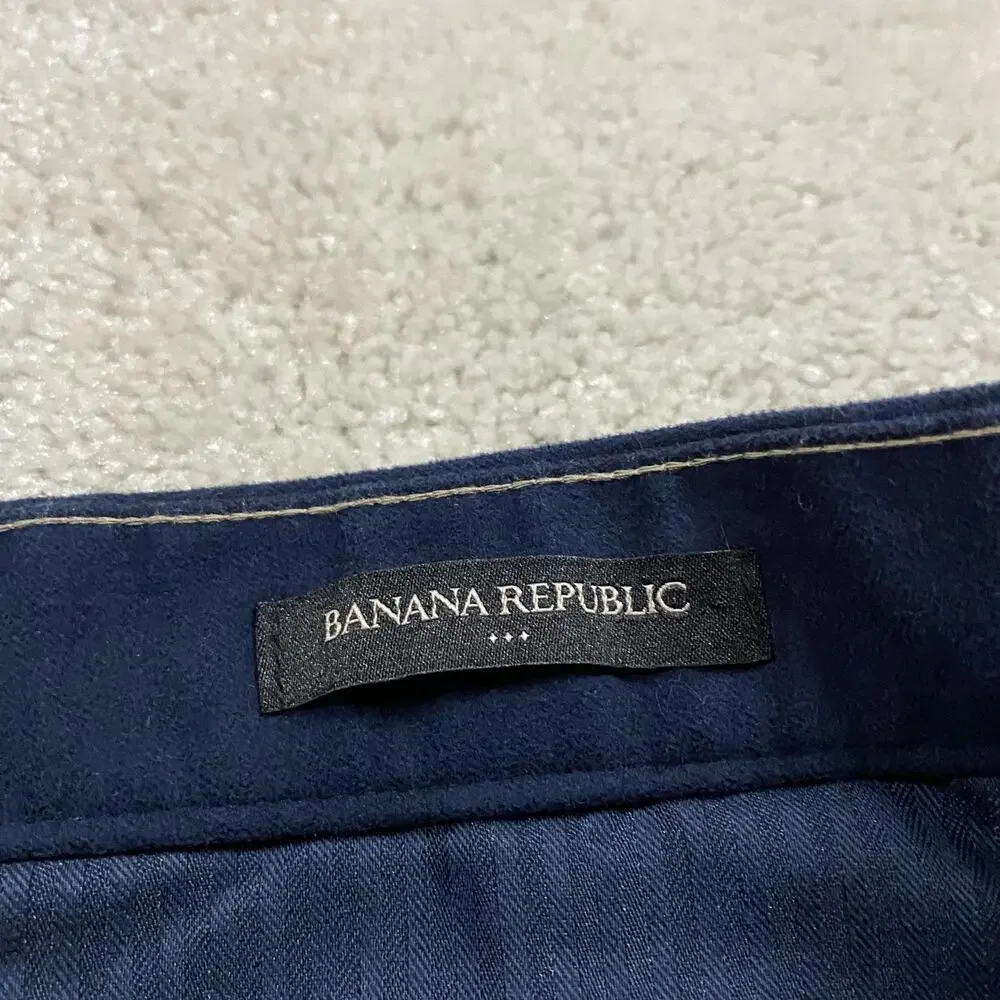 Banana Republic Pants Mens 36x34 Navy Blue Pleated Chino Stretch Casual Business
